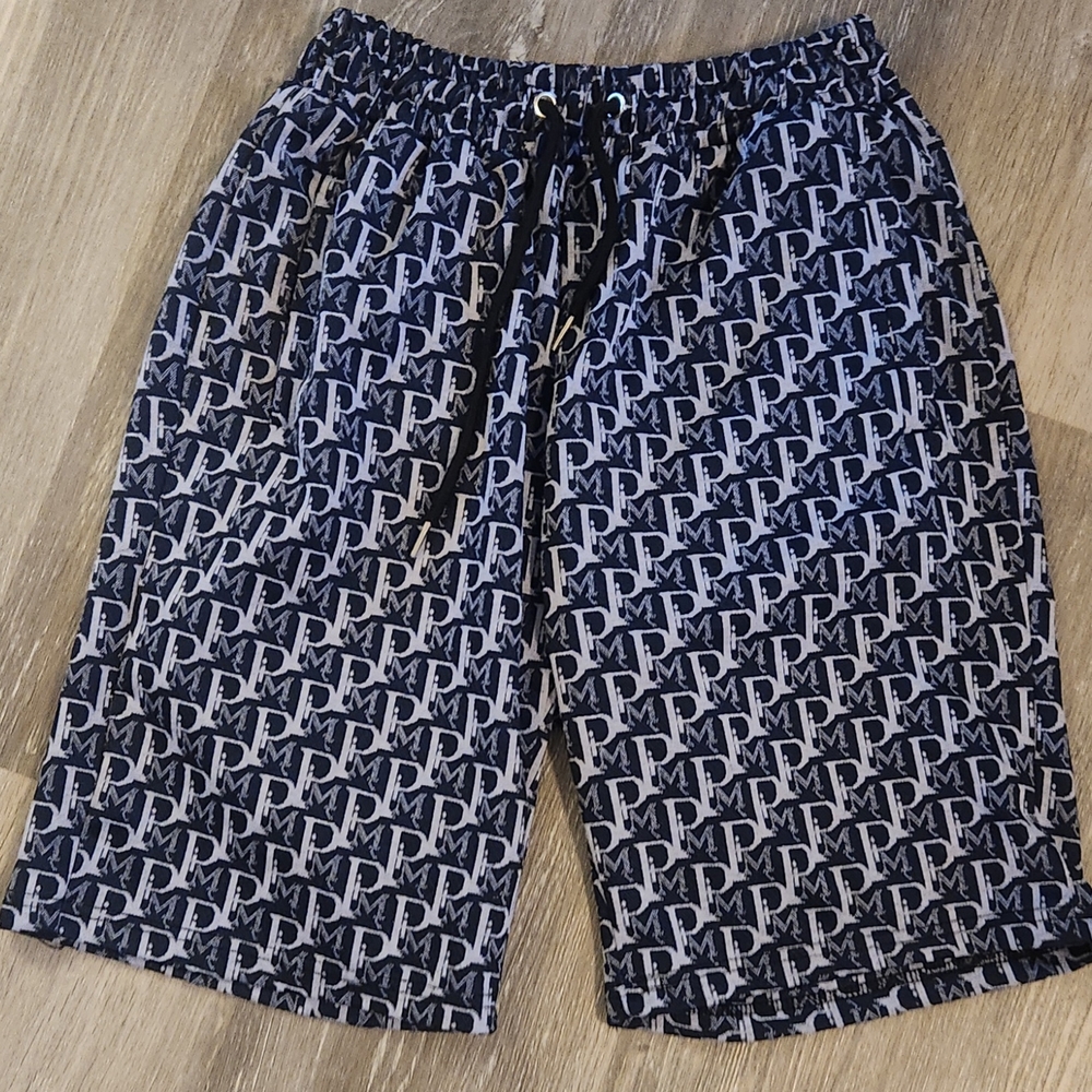 Blue Athletic Shorts with Elastic Waistband
